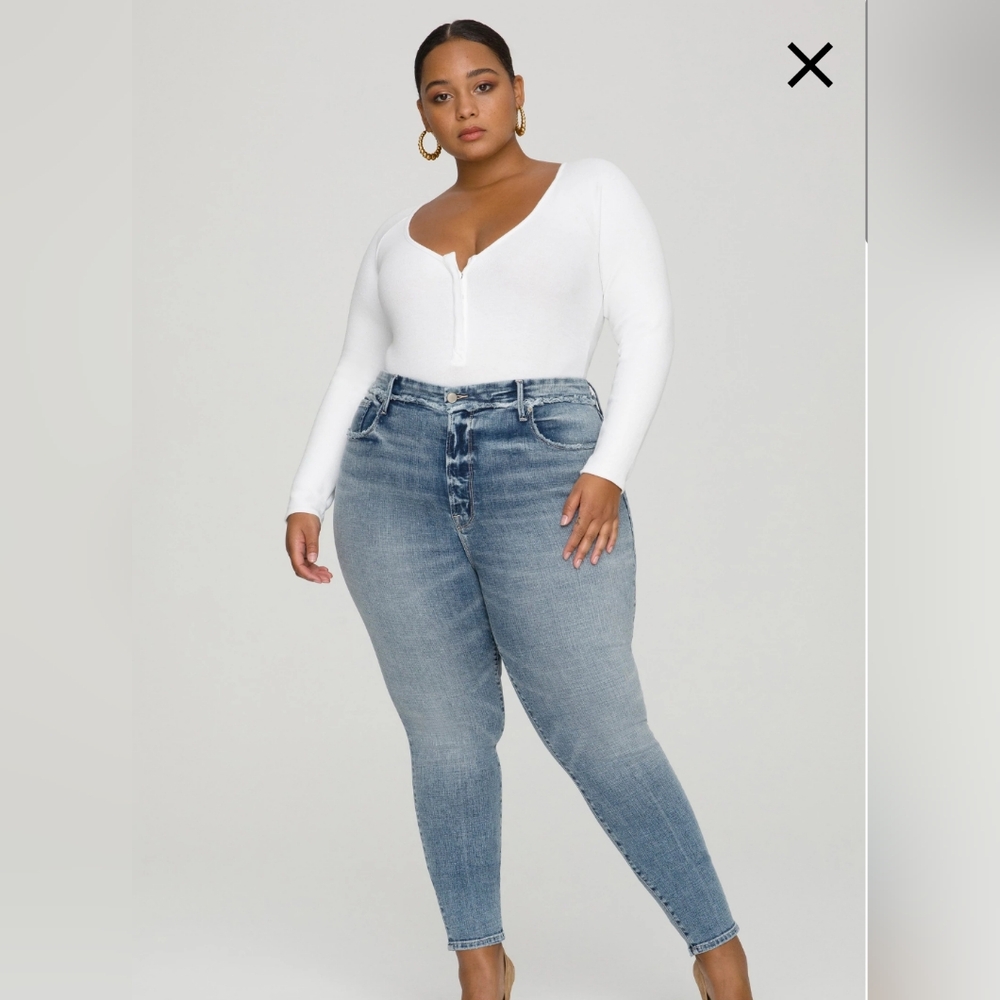 Good American Good Waist Skinny Light Wash Jeans